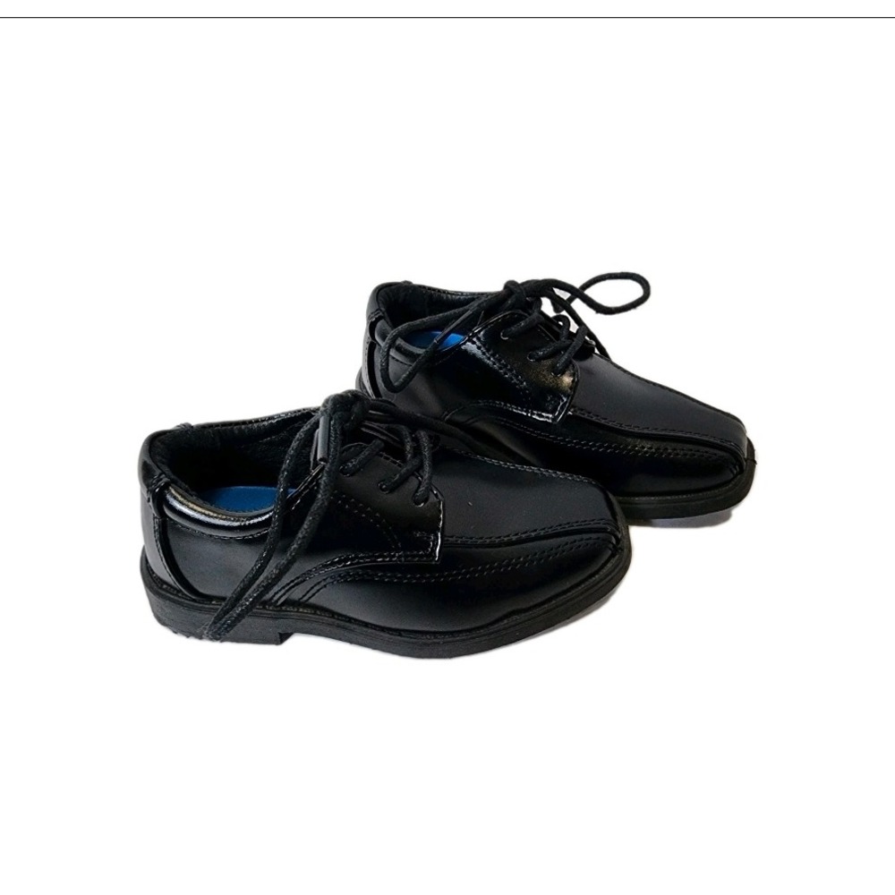 French Toast Kids Black‎ Patent Leather Lace Up Dress Shoes Size 7